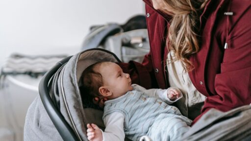 baby in a nuna stroller