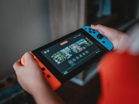 person holding nintendo switch