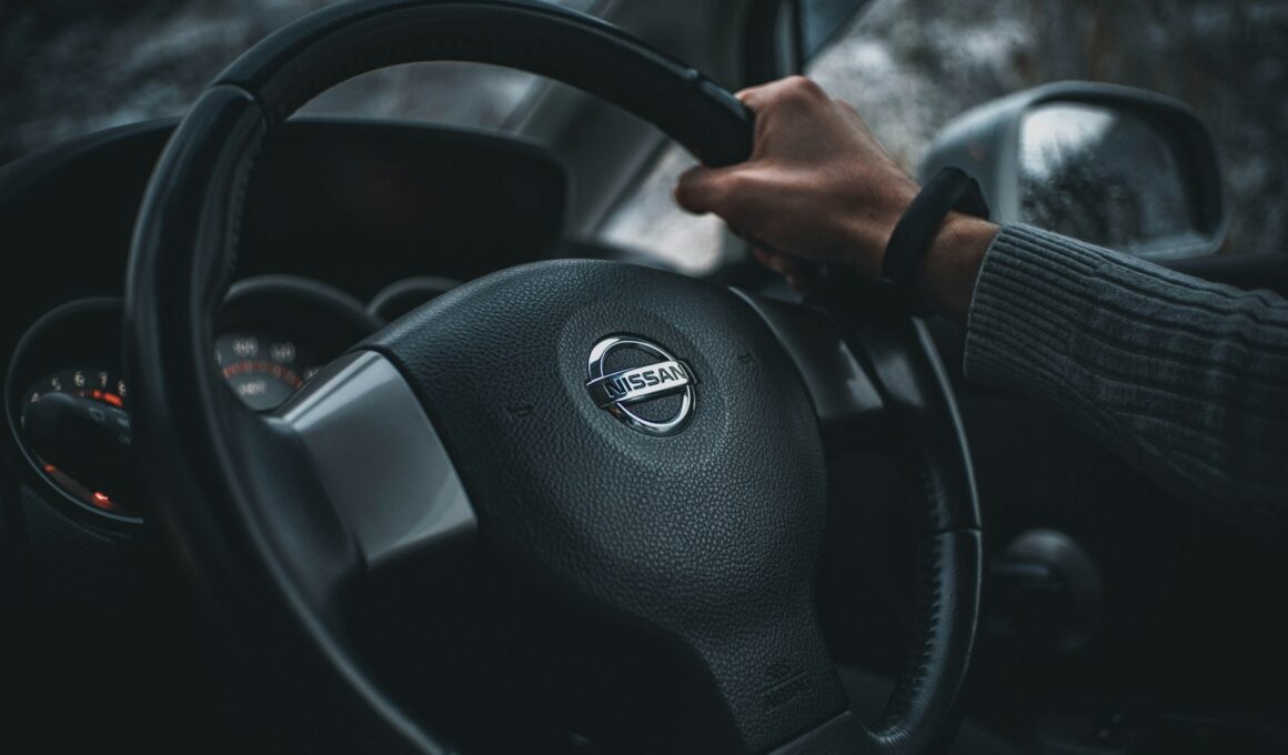 teacher holding black nissan steering wheel