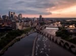 aerial shot of Minneapolis body of water