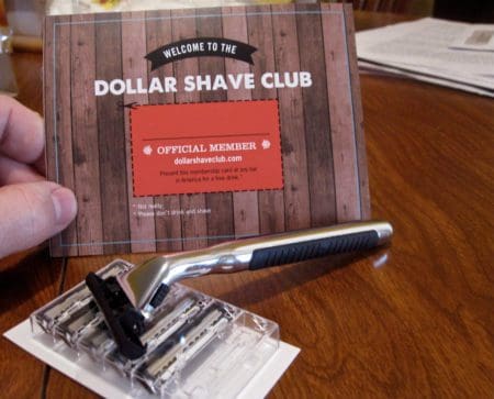 Dollar Shave Club - Welcome card with razor and blades